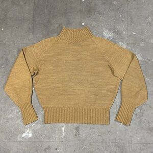 Tamaki niime Wool & Cotton Knit Turtle Neck Slouchy Sweater Brown Made In Japan